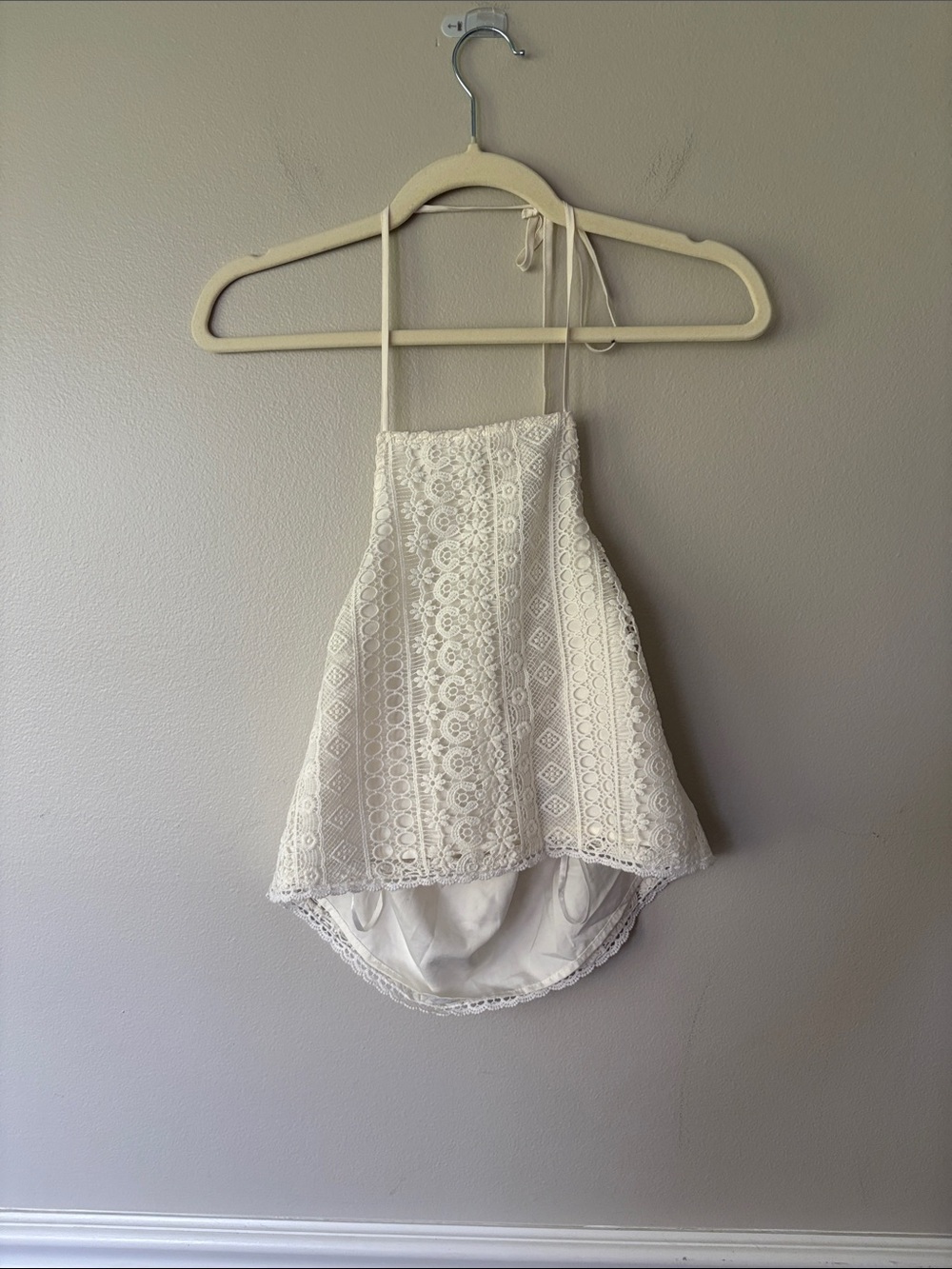 Hollister White Lace Halter Tank Top